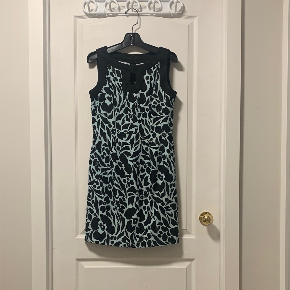 Dress Barn Black and Light Blue Floral Mini Dress